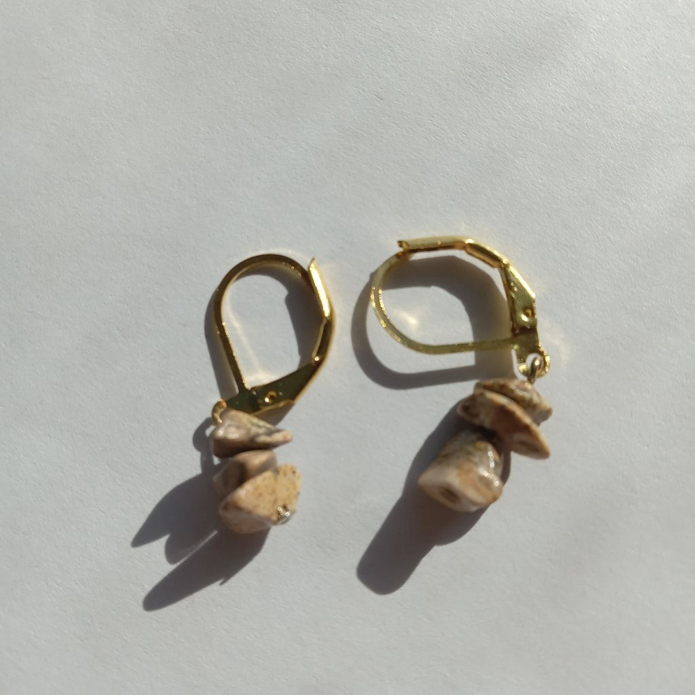 5/$25 Picture jasper stone chip earrings